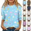 Kinder 3/4 Ärmel Tops Casual Print T-Shirt Rundhals Pullover Bluse