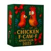 Chicken F-Caw-F Advent Calendar 24-Day Christmas Countdown Box Funny Chicken Ornaments Farm Animal Gifts for Chicken Lovers Family
