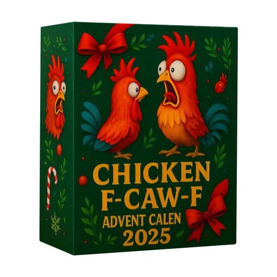Chicken F-Caw-F Advent Calendar 24-Day Christmas Countdown Box Funny Chicken Ornaments Farm Animal Gifts for Chicken Lovers Family