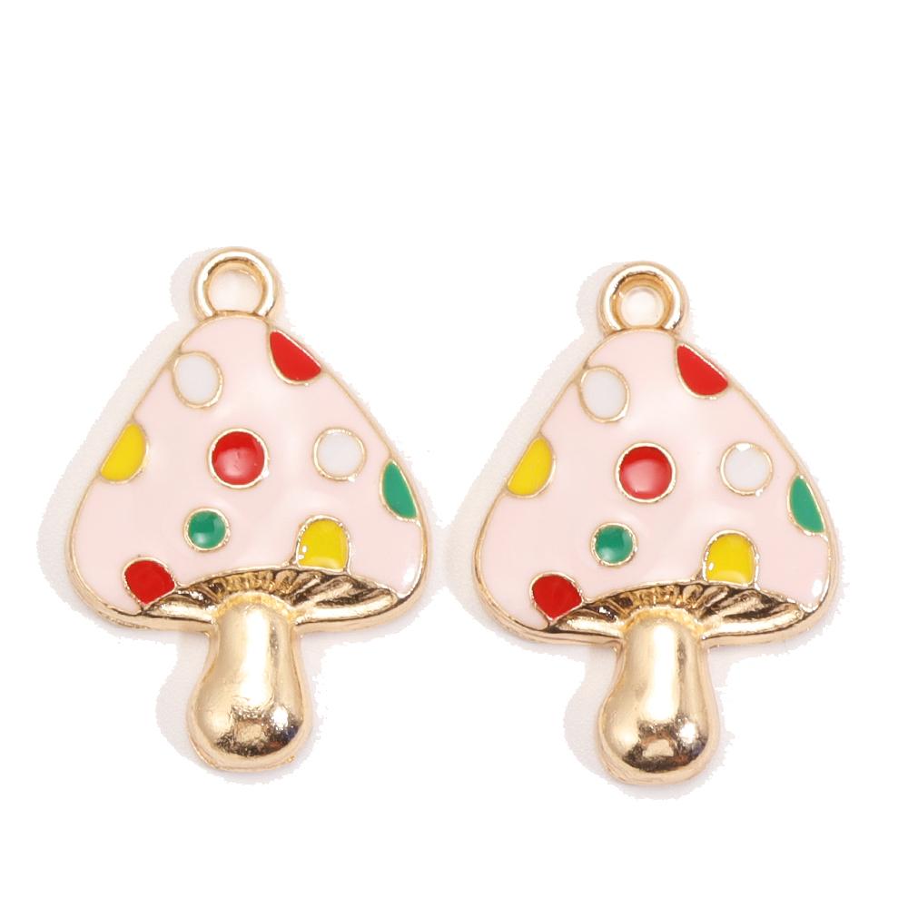 10Pcs Colorful Cute Enamel Red Mushroom Alloy Pendant for Women's Earrings Bracelet Jewelry Made of Charm DIY Necklace Ornaments