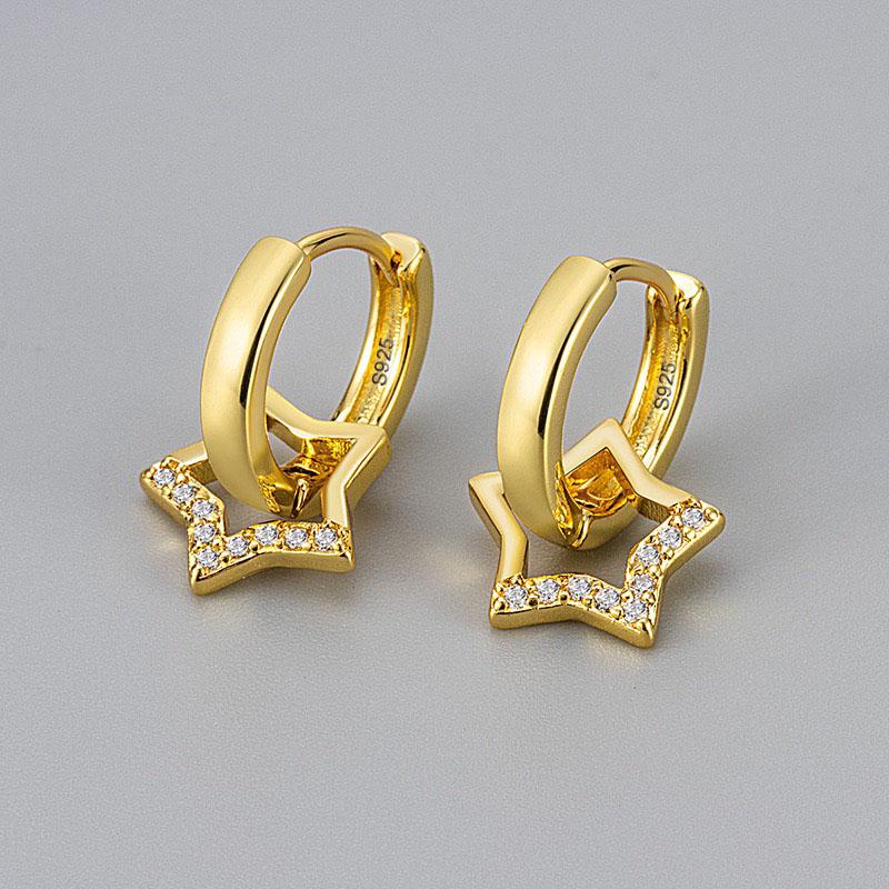 925 Silver Earrings For Women Trendy Heart Star Zircon Earring Jewelry Prevent Allergy Party Accessories Gift