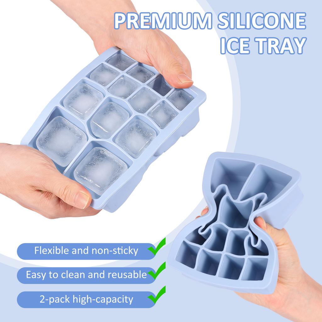 Silicone Ice Cube Mold Reusable Square Ice Cube Molds with Lid Whiskey Cocktail Freezer DIY Ice Maker Barware Kitchen Gadgets