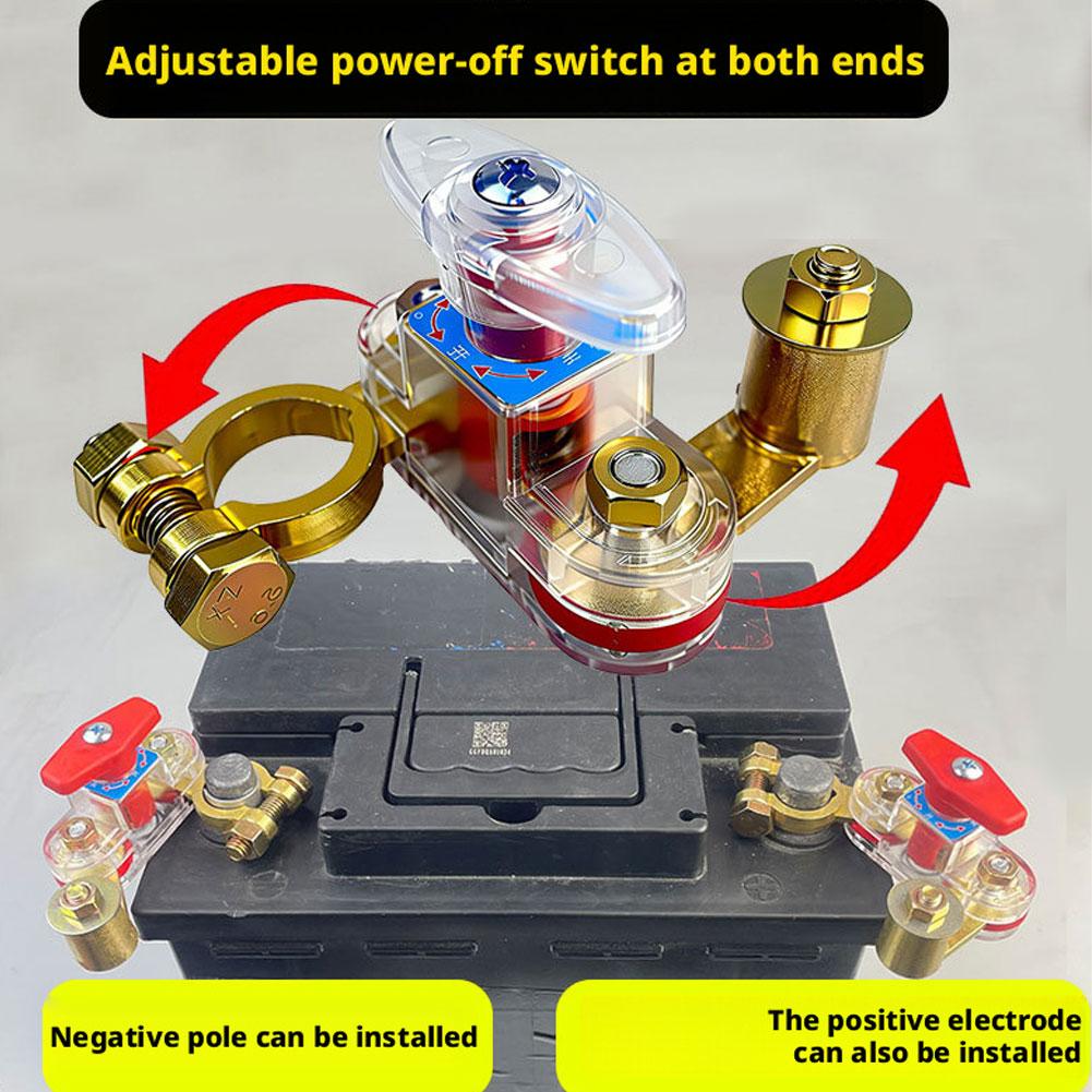 Double Rotating Universal Car Battery Disconnect Switch 12V 24V, Heavy Duty Anti-Leak Battery Master Kill Switch For Car Boat RV