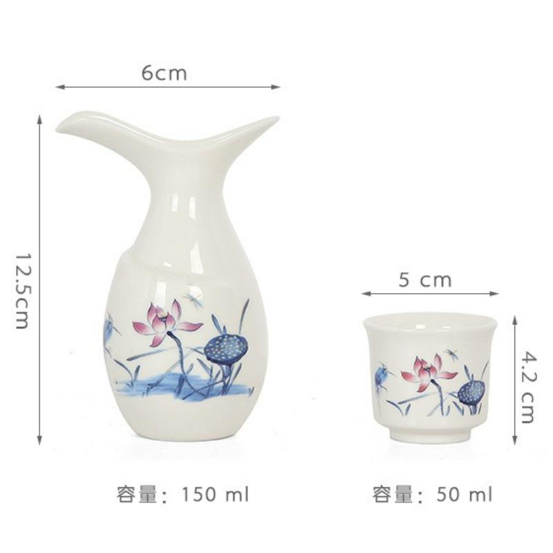Vintage Japanese Ceramic Sake Set 1 Bottle 4 Cups Household Traditional Ceramic Cups Crafts Wine Glasses Drinking Gift Box New