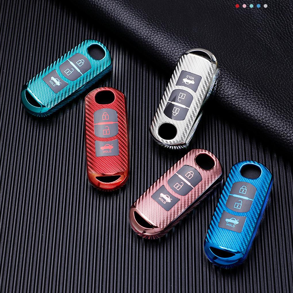 Carbon Fiber Car Key Fob TPU Solid Color Flexible 1:1 Shockproof Stylish Sweatproof Shell Protector Accessories