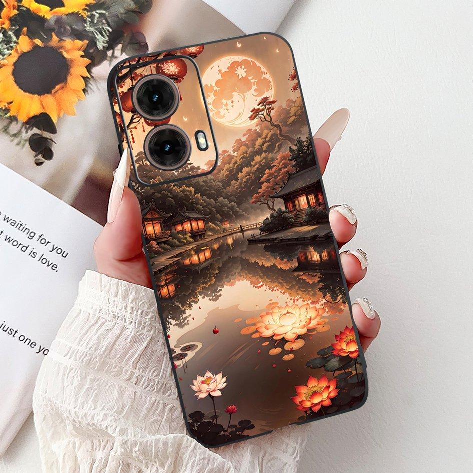 Case For Motorola Moto G35 Cover XT2433-5 Popular Flower Painted Soft Silicone Shockproof Coque For Moto G55 G75 G85 5G TPU Capa