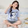 Girls Cotton Pajama Set Short Sleeve Cartoon Print Sleepwear Kids 8 Years
