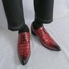 Fashion British Gentleman Men's Pointed Crocodile Pattern Lace Up Oxford Shoes Designer Formal Wedding Prom Dress Homecoming Footwear