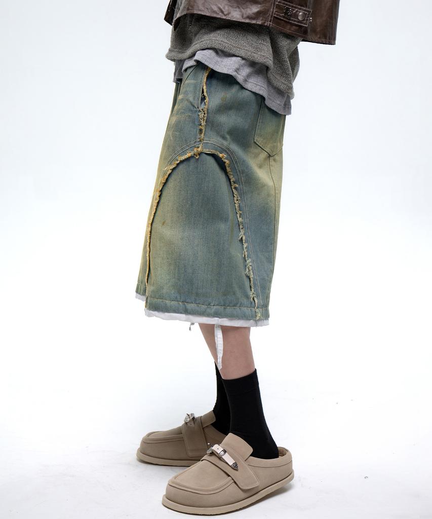 Aleseueseussi Incision Washing Denim Bermuda Pants - Light Denim