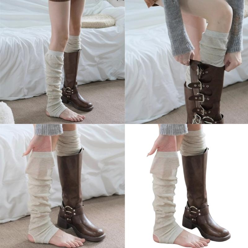 Stretch Leg Warmers Teens Girls Tube Socks Japanese JK Socks Footed Leggings