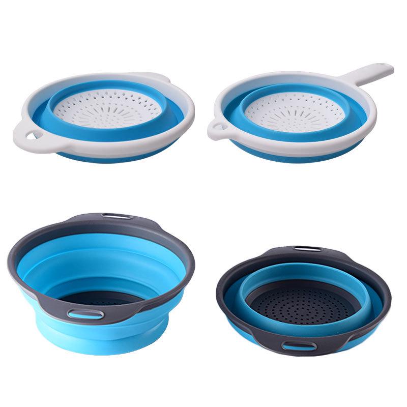Thickened Collapsible Kitchen Colander with Handle - Multifunctional Wash & Fruit Basket