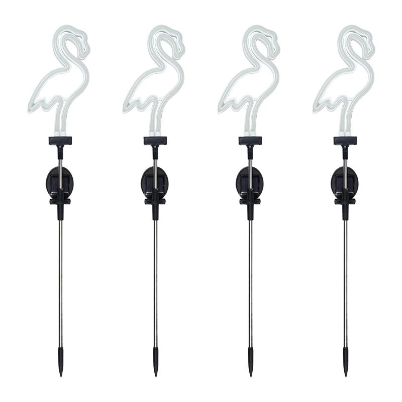 Neon Flamingo Solar Garden Light Landscape Courtyard Lamp Waterproof Outdoor Decor Stake Light LED Patio Grounding Lights