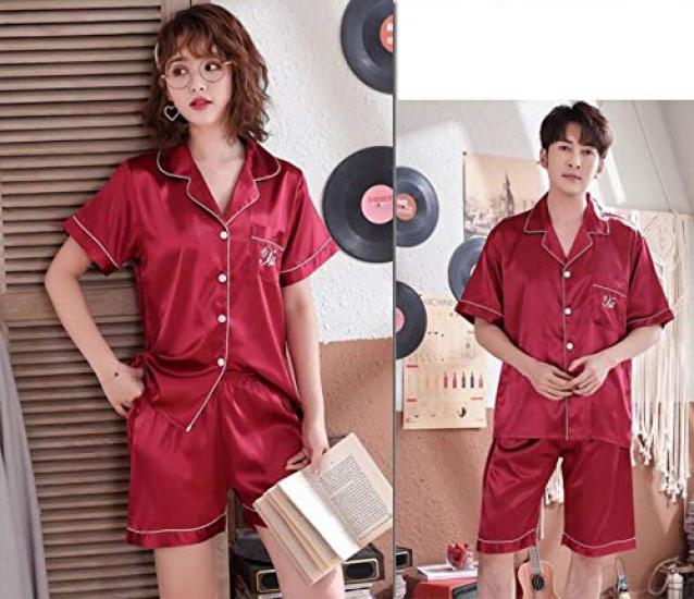 Matching Summer Silk Pajamas for Also Matching Summer Couple and Perfect as a gift for [JUTAOPIN] Men. popular Pajamas, Loungewear, more. couples.