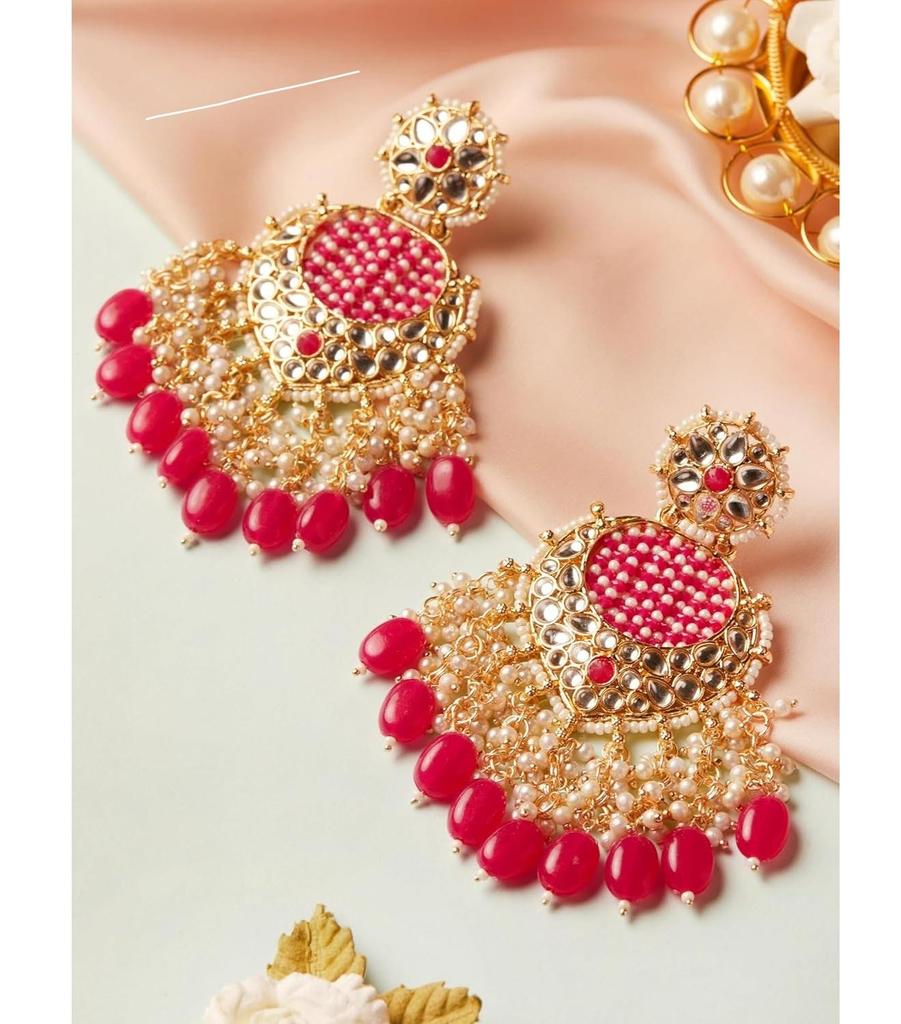 Pearl Beads Chandelier Earrings Gold Plated Traditional Wedding & Festive Jewellery for Women & Girls