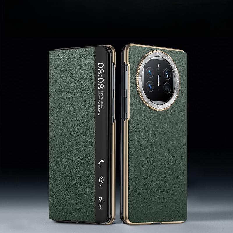 Huawei Matex6 Phone Case, Rotating Decompression Lens X5, Anti-drop X3, Smart Window, Electroplated Men's Leather Case