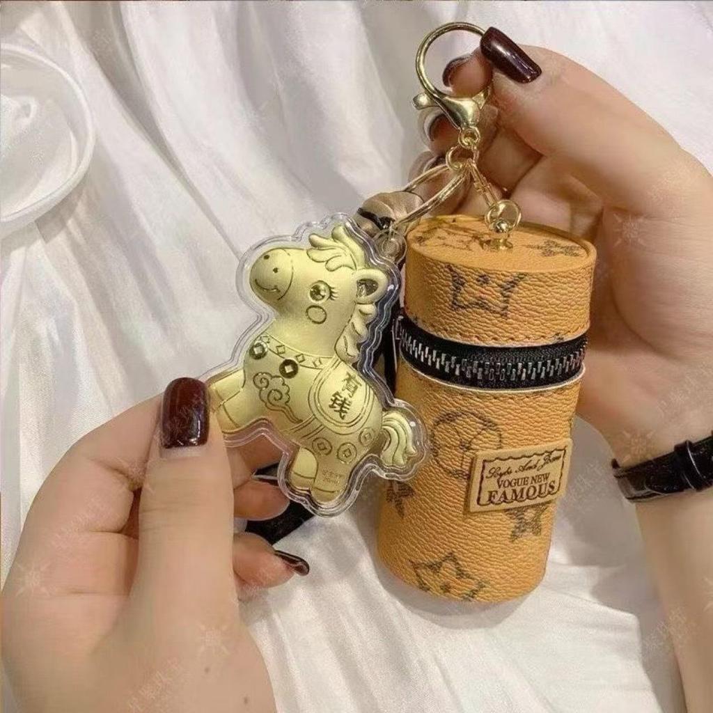 999 Reines Gold "Sofortiger Reichtum" Lippenstift-Tasche & Schlüsselanhänger - Qixi-Fest Geschenk für Sie