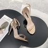 High heels women's 2025 summer new transparent sexy one-word buckle stiletto fashion sandals