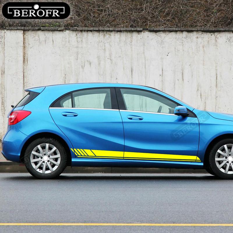 Car Side Body Sticker Stripe Skirt Sport Decal For Mercedes Benz A Class W176 W177 A45 A180 A200 A220 A250 X117 AMG Decoration