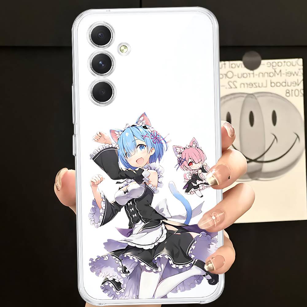 Anime RE ZERO Ram Rem Phone Case For Samsung Galaxy S21 S22 S23 S24 S25ULTRA FE Ultra Plus5G A52S Transparent Cover