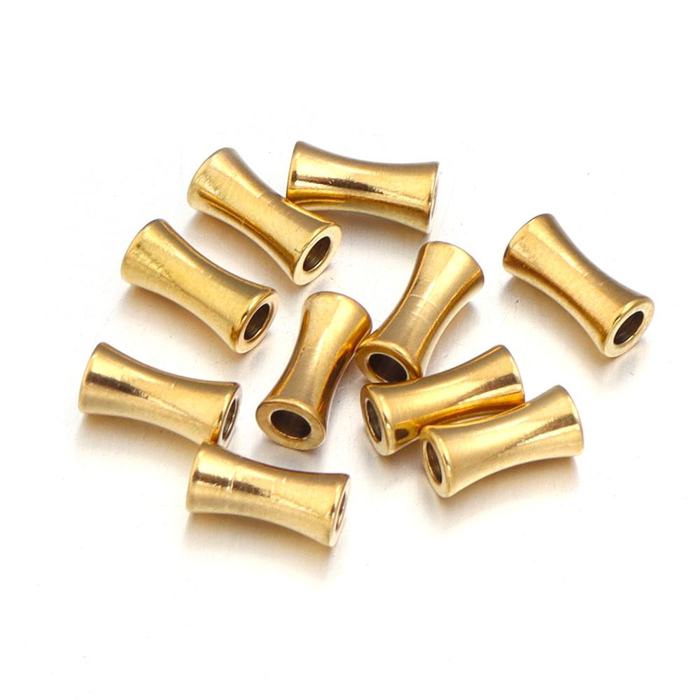 10pcs/Lot Bamboo Shape Stainless Steel Beads Spacer Beads Gold Color Loose Bead For Diy Jewelry Making Necklace Bracelet Earring