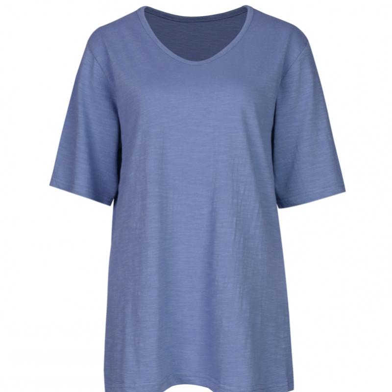 Shop Women Slub CoTTon Loose FiT V Neck T shirT whiTe Dai Wsh 0521