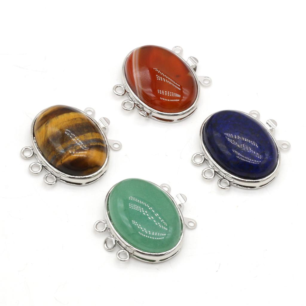 1 szt., Boho Ręcznie Robiony Owalny Wisiorek z Naturalnego Kamienia, Zawieszki-Konektory do DIY Naszyjnika, Bransoletki, Bransoletki na Kostkę, Akcesoria, Tworzenie Biżuterii, Unikalne Prezenty Świąteczne