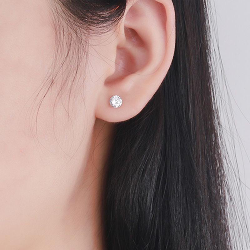 Super Flash Titanium Steel Ear Studs: Zircon, Sleep-Friendly, Flat Bottom Screw Design for Ear Care and Stacking.