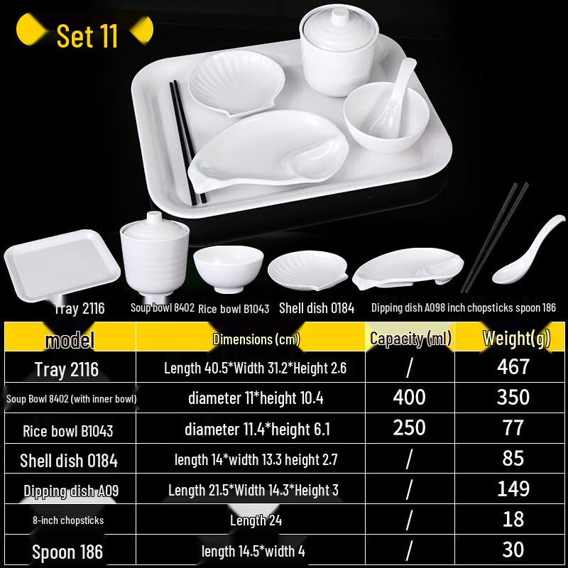 Huihuang Melamine Tableware 10-Piece Set