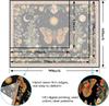 Mystical Moon Phase Butterfly Tapestry, Floral & Celestial Print with Wildflowers, Wall Decor for Nature & Witchy Rooms