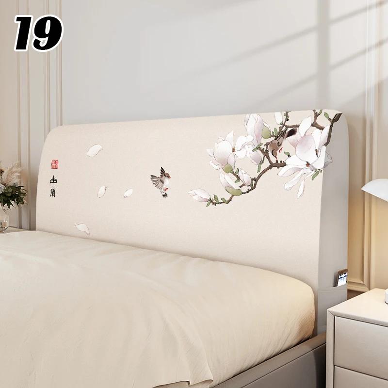 Chinese Style Elastic Bedhead Cover All-Inclusive Dust-proof Soft Headboard Protector Backrest Cover Universal Bed Head Covers