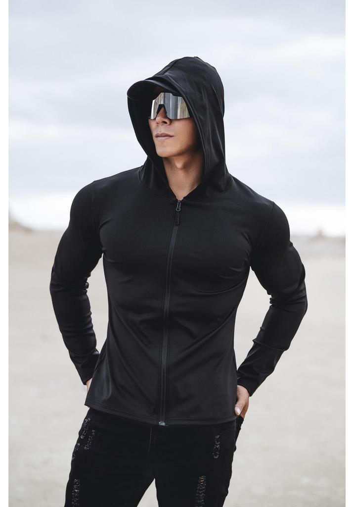 Herren Quick-Dry Langarm Fitness Laufen Sport Reißverschluss Hoodie