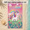 Unicorn Theme Soft Beach Towel Personalized Custom Name Text Towel Portable for Beach Pool Travel