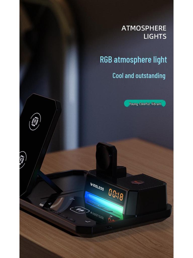 Cross-Border Multifunctional 6-in-1 Wireless Charging Station for Phones, Earphones, and Watches