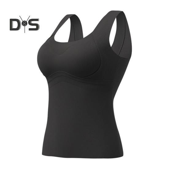 Winter Women Thermal Vest with Chest Pads Seamless Velvet Fast Temperature Lock Heating Slim Fit Elastic Sleeveless Inner Wear Bottoming Tank Top