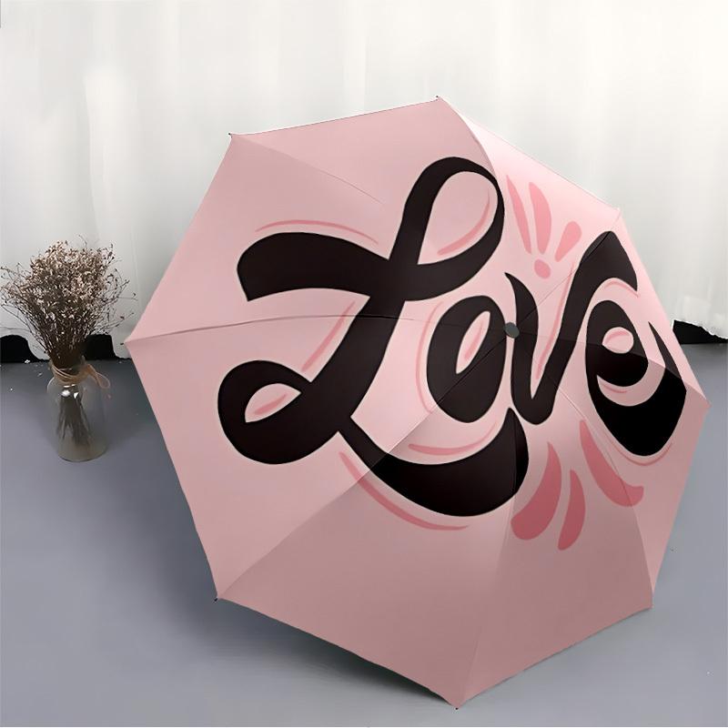 1pc Love Heart Automatic Opening/Closing Umbrella with Operation & Windproof Canopy - Folding Design, Holiday Gift Yy260225191