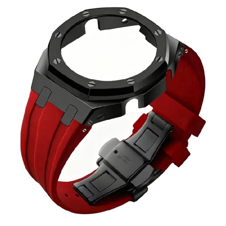 Elegante Edelstahlhülle & Glattes Silikonarmband Rostfreies Stahlgehäuse Einfache Installation für Casioak GA2110 GA2100 Geräte