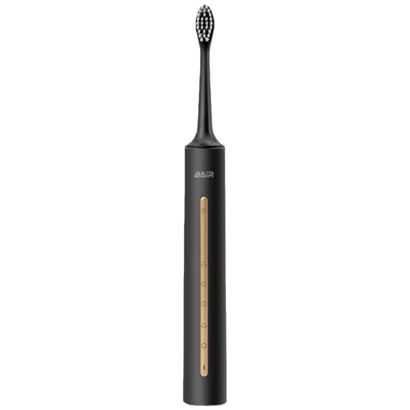 BAiR Electric Toothbrush for Adults, Sonic Rechargeable Vibrating Soft Bristles Smart Automatic Toothbrush, Black (Deluxe Version with 6 Brush Heads)