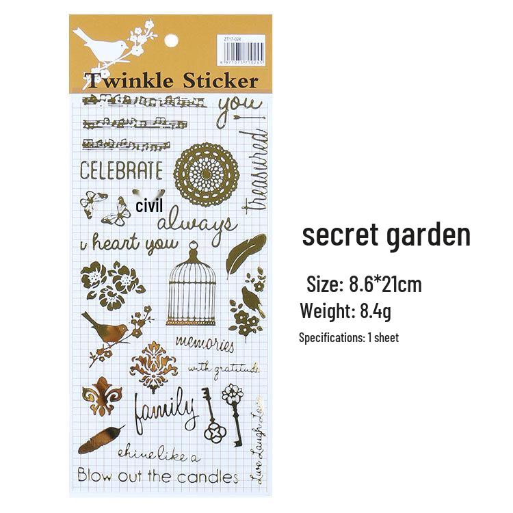 Retro Goldfolien Weihnachtsaufkleber: Katzenparadies, Garten, Englische Buchstaben - 4 Designs