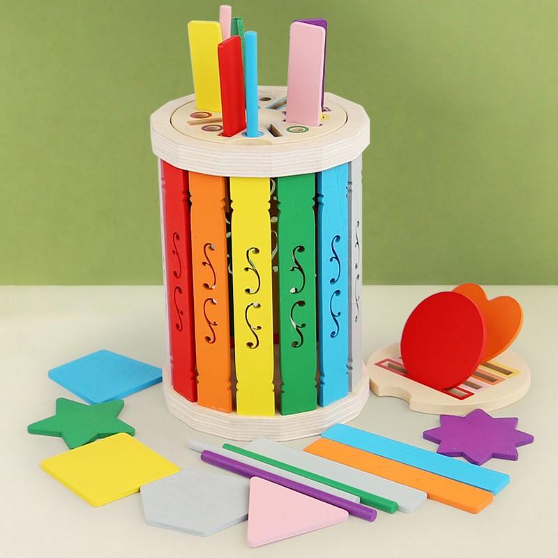 Children's Balance Wooden Stick Fine Tube Color Sorting Cup Sensory Integration Training Shape Pairing Wooden Toys