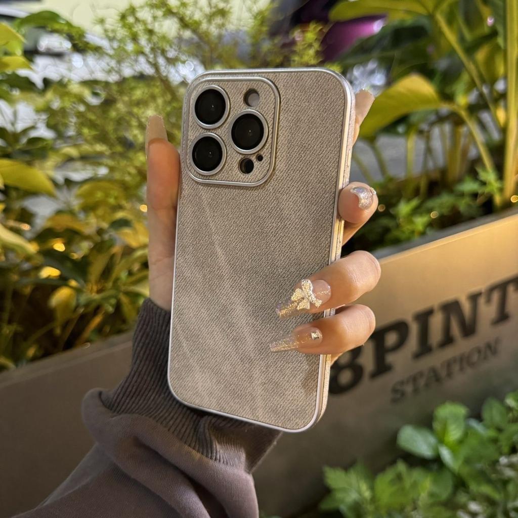 Applicable to Apple iPhone11ProMax mobile phone case denim leather pattern cement ash all-inclusive 11 non-stick fingerprints and anti-drop