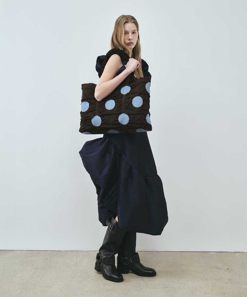 Pleatsmama Polka Dot Shopper Bag Brown