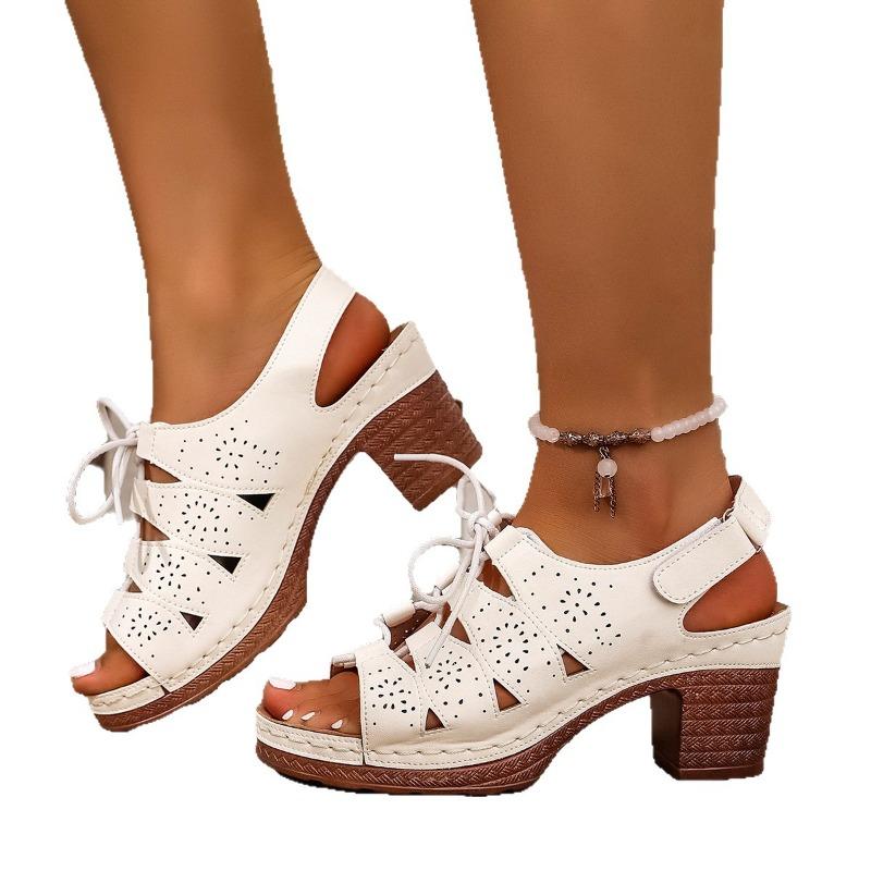 Women's Wide Width Roman Sandals, Single Strap Buckle Wedge Heels, European High Heel Slides for Women