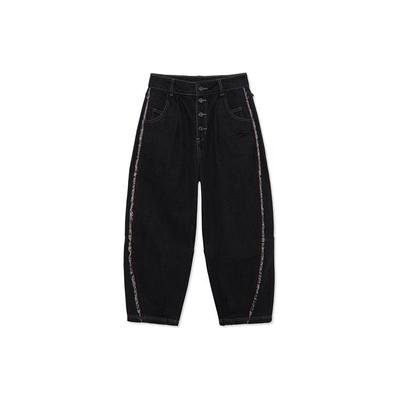 Li Ning Sports Basketball Series Runway Style Loose Wash Denim Pants Women Bottoms Black AJQR004-2