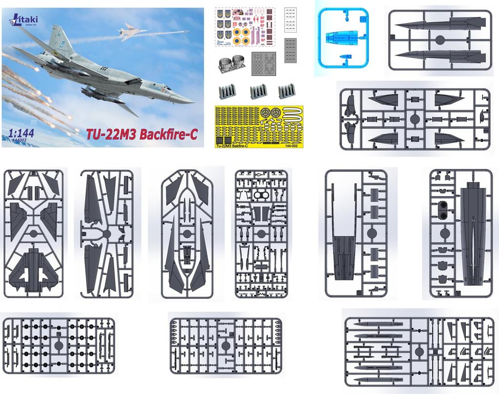Litarki 1/144 Scale Russian Tupolev Tu-22M3 Backfire-C Swing-Glide Missile Bomber Plastic Model Kit UL14002 (Airplane)