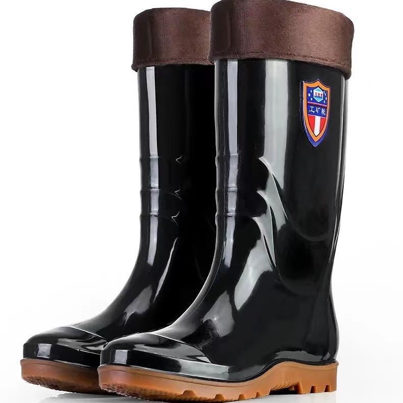 Fattened Plus Size Men's Rain Shoes Extra Large Men's Waterproof Shoes High Rain Boots Long Tube Thick-soled Labor Protection Water Boots Large Size