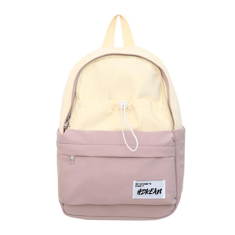 Large Capacity Nylon Women's Backpack Color Contrast Travel Backpack Student Lightweight Schoolbag