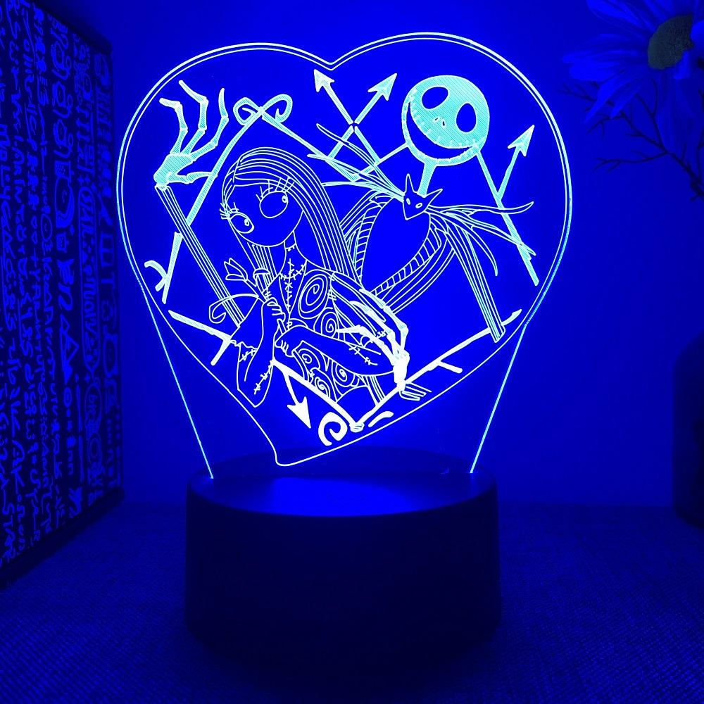 Hottoys Dropshipping  Halloween Christmas 3D Acrylic Night Light 7 Ribbon Remote Control Usb Sleep Light Christmas Gift