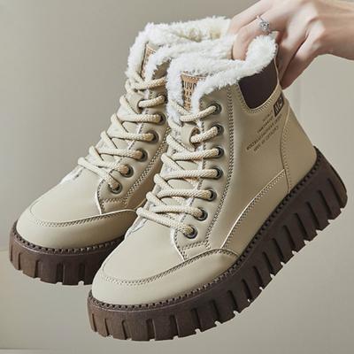 2025 Winter Women's Boots Cotton Shoes High Top Casual Sneakers for Women Chunky Leisure Shoes Lace Up Ladies Short Boots Botas