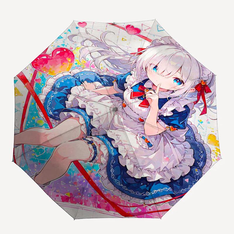 1pc Anime Character Outdoor Umbrella - Automatic Opening/Closing, Portable 3-Fold Design, 8-Bone Iron Frame, Perfect Gift for Fans, Travelers, Da
