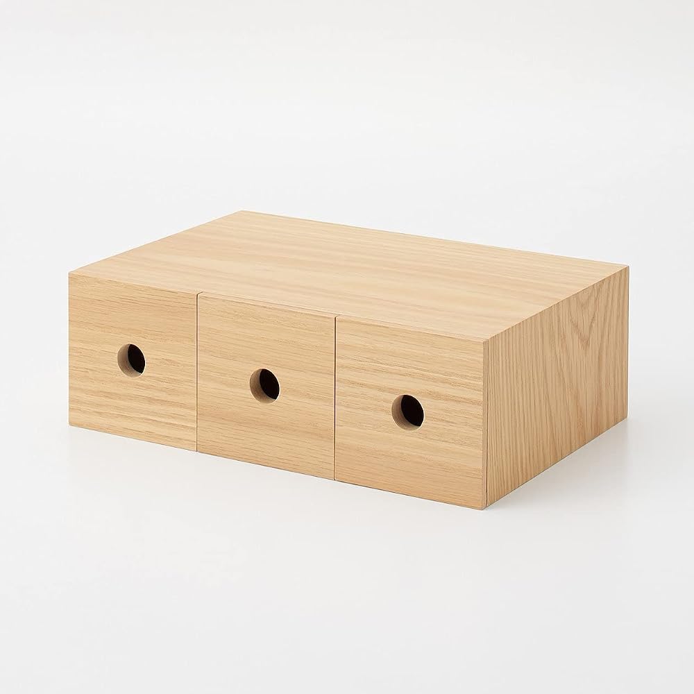 MUJI Holz-Aufbewahrungsbox mit 3 Fächern für Kleinteile, ca.. B84 x T17 x H252cm, 82603323 (Kleidung